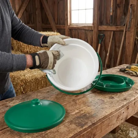 Abreuvoir seau 18L vert et blanc à anse - Olba