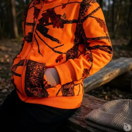 Sweat enfant fluo Treeland zippé polaire vert/orange