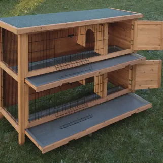 Clapier bois 2 étages pour lapins 136x50x92 cm