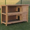 Clapier bois 2 étages pour lapins 136x50x92 cm