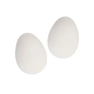 Œufs factices en caoutchouc crème - Lot de 2 pour poules