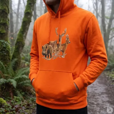 Sweat capuche Bartavel® grands animaux orange