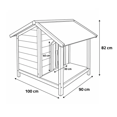 Abri bois chien avec terrasse surélevée - Taille M
