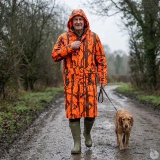 Manteau imperméable long camo orange - M à 4XL