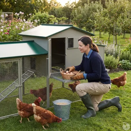 Poulailler galvanisé 3-4 poules 200x80x120 cm métal