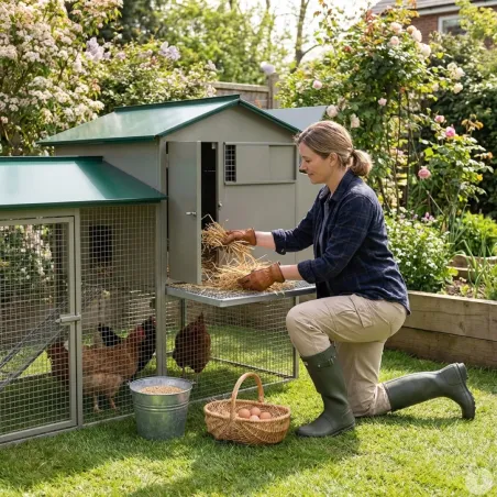 Poulailler galvanisé 3-4 poules 200x80x120 cm métal