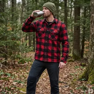 Chemise polaire Jeff Brandit® rouge/noire - Homme manches longues