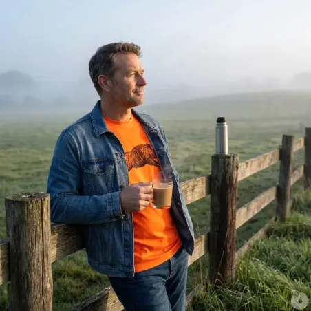 T-shirt chasse orange motif sanglier - Treeland