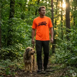 T-shirt chasse orange motif sanglier - Treeland