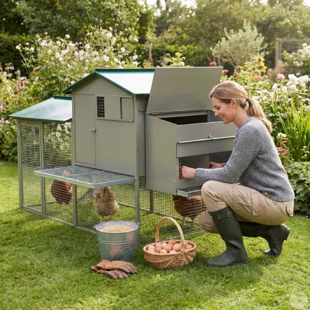 Poulailler galvanisé 3-4 poules 200x80x120 cm métal