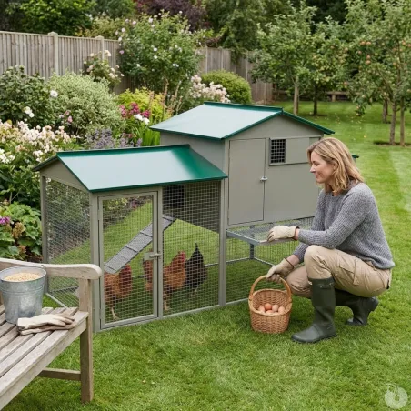 Poulailler galvanisé 3-4 poules 200x80x120 cm métal