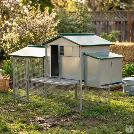 Poulailler galvanisé 3-4 poules 200x80x120 cm métal