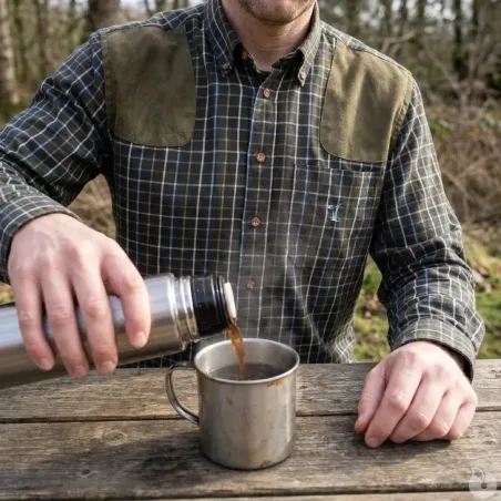Chemise chasse Sologne 100% coton marron S à 3XL