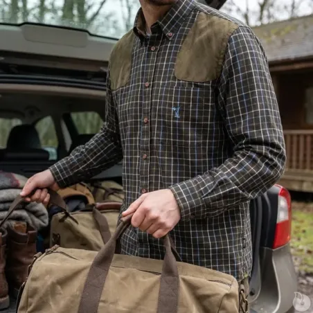 Chemise chasse Sologne 100% coton marron S à 3XL