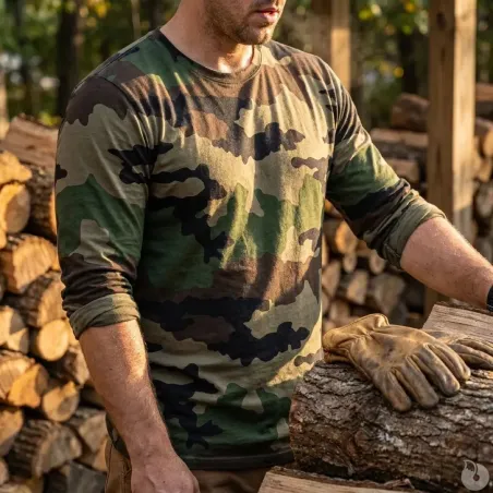 T-shirt Homme Camo CE Manches Longues - Coton 180g/m²