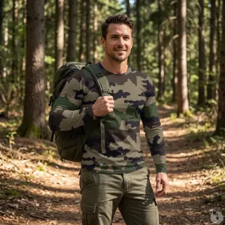 T-shirt Homme Camo CE Manches Longues - Coton 180g/m²