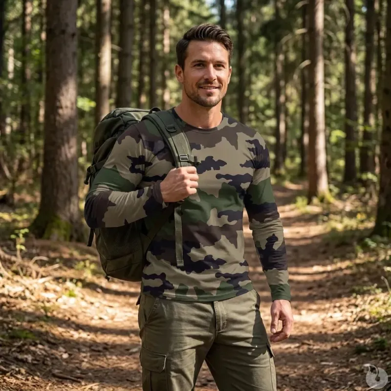 T-shirt Homme Camo CE Manches Longues - Coton 180g/m²
