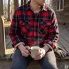 Chemise polaire homme à carreaux rouge 50-60°C
