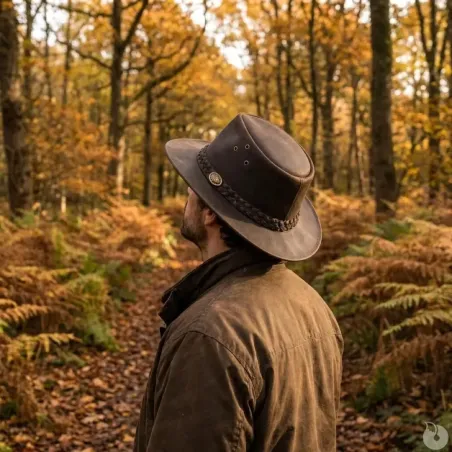 Chapeau chasse cuir velour marron imperméable 57-60 cm