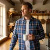 Chemise homme flanelle carreaux bleu-marron - coupe droite