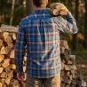 Chemise homme flanelle carreaux bleu-marron - coupe droite
