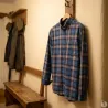 Chemise homme flanelle carreaux bleu-marron - coupe droite