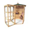 Volière hexagonale en bois avec sas et 3 abris inclus