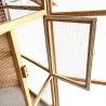 Volière hexagonale en bois avec sas et 3 abris inclus