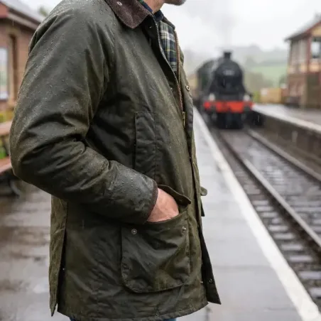 Veste Poacher Walker and Hawkes - Coton ciré vert style anglais