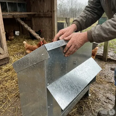 Mangeoire galvanisée 20 kg pour volailles et gibier