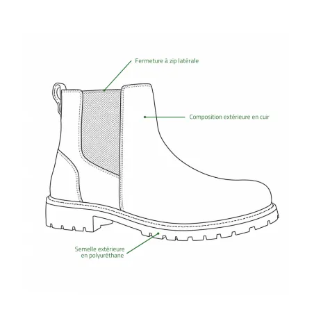Bottines cuir marron zip latéral 40-46
