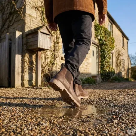 Bottines cuir marron zip latéral 40-46