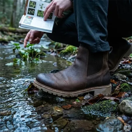 Bottines cuir marron zip latéral 40-46