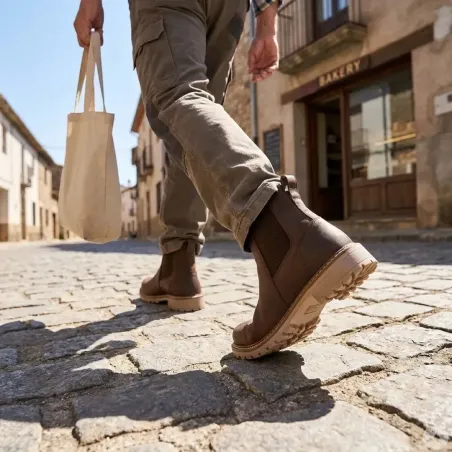 Bottines cuir marron zip latéral 40-46