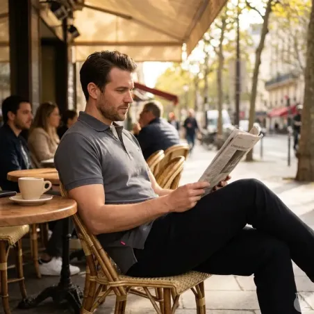 Polo ajusté LMA® gris nuit - Confort & style pour éleveurs
