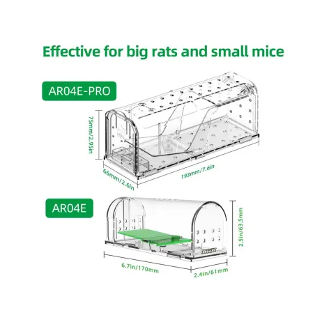 Lot de 2 cages à souris résistantes en plastique aéré