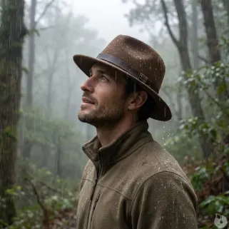 Chapeau Woolchap en laine déperlante marron réglable M-XL