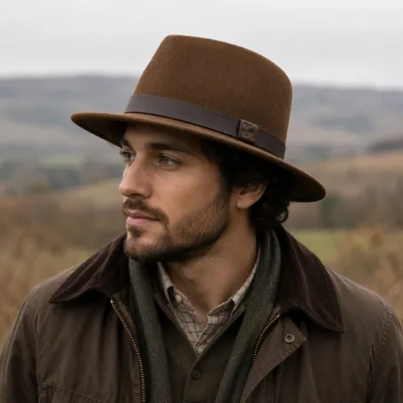 Chapeau Woolchap en laine déperlante marron réglable M-XL