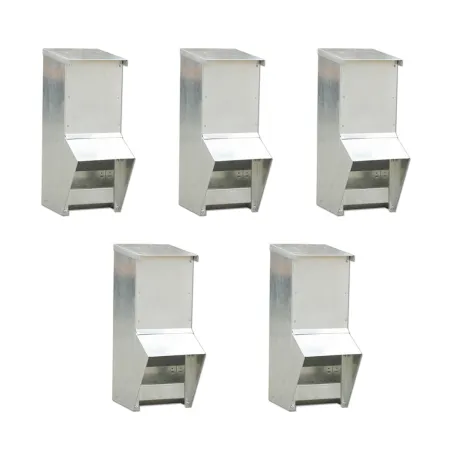 Lot de 5 mangeoires galvanisées 7kg pour volailles