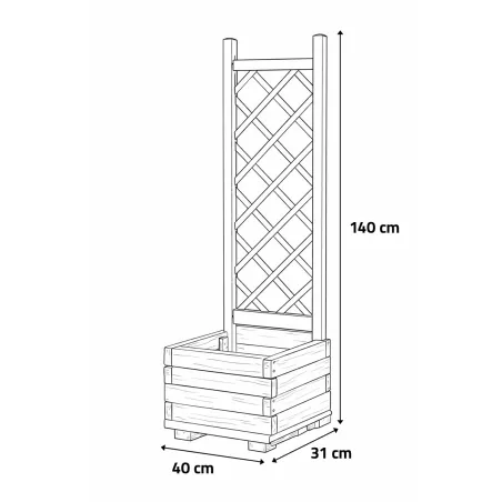 Jardinière bois treillis 40x31x140cm - élégance naturelle