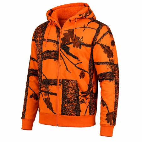 Sweat à capuche zippé Treeland camouflage fluo
