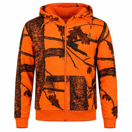 Sweat à capuche zippé Treeland camouflage fluo