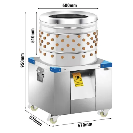 Plumeuse humide inox 154 doigts - Tambour 60 cm pour volailles
