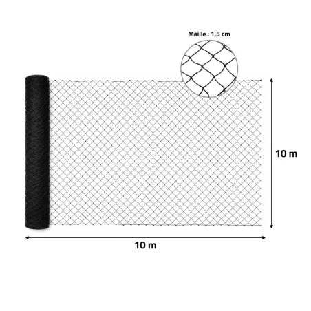 Filet volière 10x10m maille 15mm - Résistant PEHD