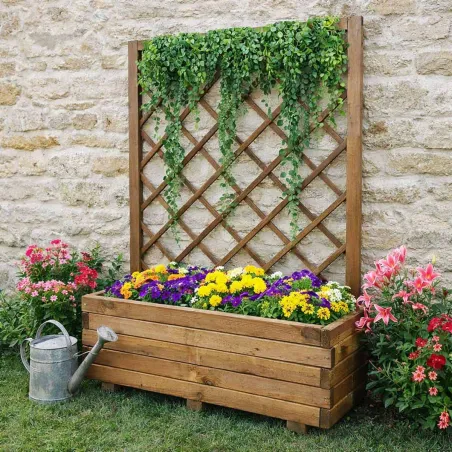 Lot de 2 jardinières treillis en bois traité autoclave