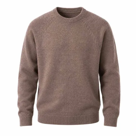 Pull laine col rond marron - Confort & style