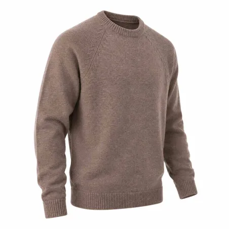 Pull laine col rond marron - Confort & style
