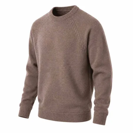 Pull laine col rond marron - Confort & style