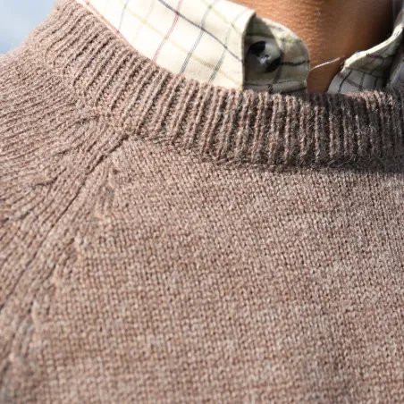 Pull laine col rond marron - Confort & style