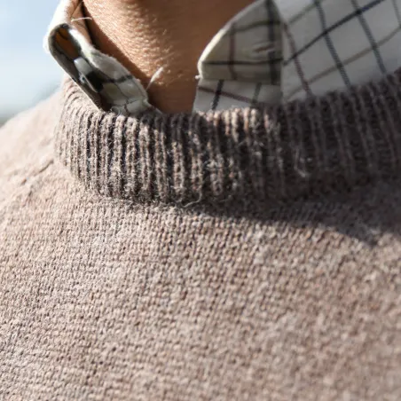 Pull laine col rond marron - Confort & style